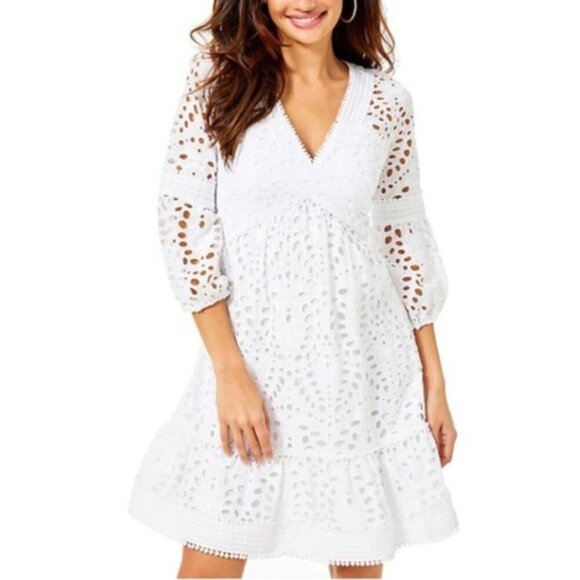 Lilly Pulitzer New Lucinda Dress Resort White Petal Eyelet Size 6 - Picture 1 of 13